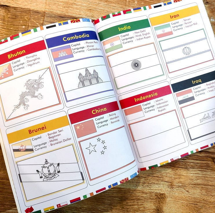 Flags of the World - Sticker Coloring Activity Book For Children ...