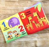 Baby My First Cloth Book 123 with Squeaker and Crinkle Paper, Non-Toxic Early Educational Toy for Toddler, Infants
