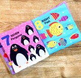 Baby My First Cloth Book 123 with Squeaker and Crinkle Paper, Non-Toxic Early Educational Toy for Toddler, Infants