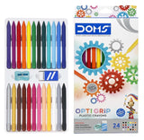 DOMS Optigrip Plastic Crayons - 24 Shades
