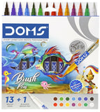 DOMS 14 Shades Brush Pen Box Pack | Super Soft Tip With Brilliant Colors | Water Based Ink Which Gives Water Color Effect | Pack of 1, Multicolor