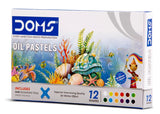 DOMS Oil Pastels 12 SHADES with Scrapper Inside | Superior Intermixing Quality | 12 Brilliant colours