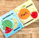 Baby My First Cloth Book Fruit and Vegetables with Squeaker and Crinkle Paper, Non-Toxic Early Educational Toy for Toddler, Infants