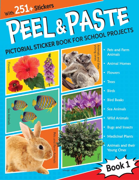 Peel and Paste Pictorial Sticker Book For School Projects (Book 1)