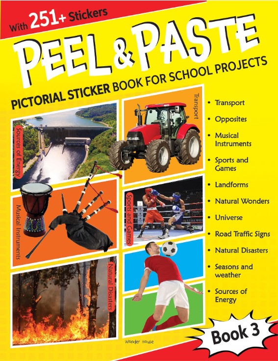 Peel and Paste Pictorial Sticker Book For School Projects (Book 3)