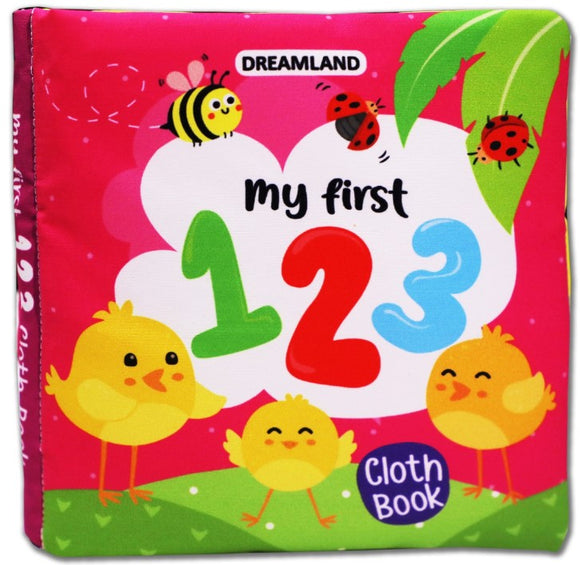 Baby My First Cloth Book 123 with Squeaker and Crinkle Paper, Non-Toxic Early Educational Toy for Toddler, Infants