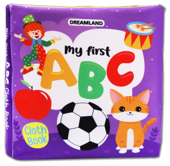 Baby My First Cloth Book ABC with Squeaker and Crinkle Paper, Non-Toxic Early Educational Toy for Toddler, Infants
