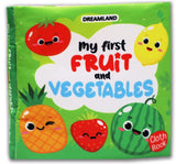 Baby My First Cloth Book Fruit and Vegetables with Squeaker and Crinkle Paper, Non-Toxic Early Educational Toy for Toddler, Infants