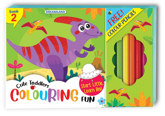 Cute Toddlers Colouring Fun Book 2 with 6 Colour Pencils
