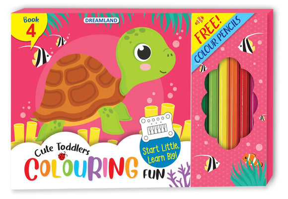 Cute Toddlers Colouring Fun Book 4 with 6 Colour Pencils