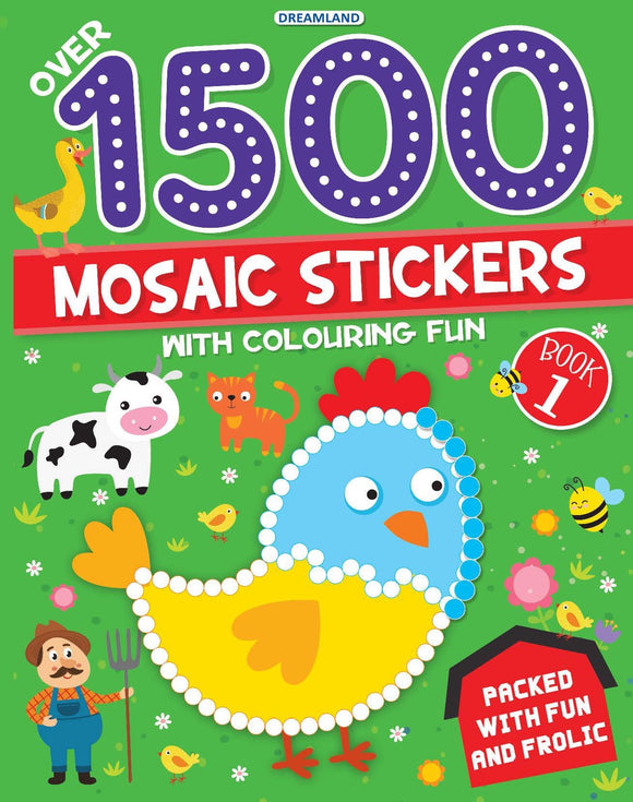 1500 Mosaic Stickers Book 1 with Colouring Fun - Sticker Book for Kids Age 4 - 8 years