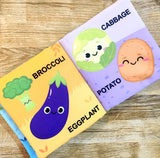 Baby My First Cloth Book Fruit and Vegetables with Squeaker and Crinkle Paper, Non-Toxic Early Educational Toy for Toddler, Infants