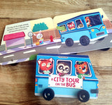 A City Tour on the Bus - A Shaped Board book with Wheels Board