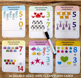 Flash Cards Addition and Subtraction - 30 Double Sided Wipe Clean Flash Cards for Kids (With Free Pen)