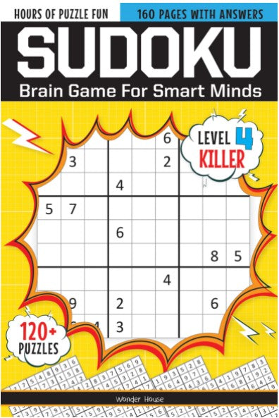 Sudoku - Brain Games For Smart Minds Level 4 Killer : Brain Booster Puzzles for Kids, 120+ Fun Games by Wonder House Books
