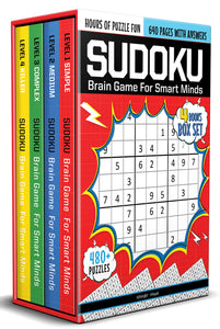 Sudoku - Brain Games For Smart Minds Box Set of 4 Books : Brain Booster Puzzles for Kids, 480 + Fun Games. Combo of Easy, Hard, Killer, Complex Levels. by Wonder House Books