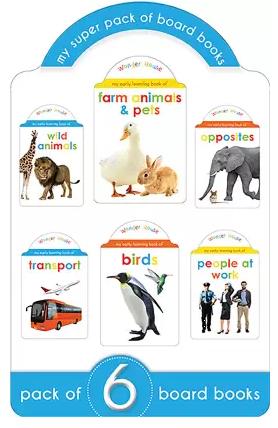 My First Pack of Board Books: Wild Animals, Farm Animals and Pets, Opposites, Transport, Birds, People At Work by Wonder House Books Editorial