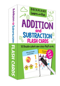 Flash Cards Addition and Subtraction - 30 Double Sided Wipe Clean Flash Cards for Kids (With Free Pen) by Dreamland Publications