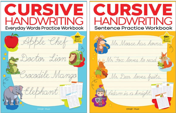 Cursive Handwriting - Everyday Letters and Sentences : Level 2 Practice Workbooks For Children (Set of 2 Books) by Wonder House Books