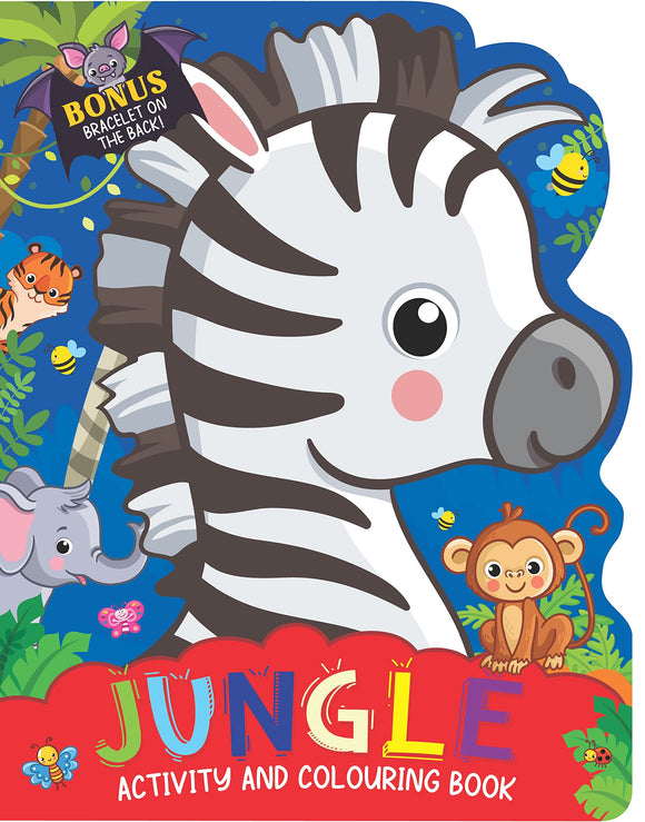 Jungle Activity and Colouring Book - Die Cut Animal Shaped Book by Dreamland Publications