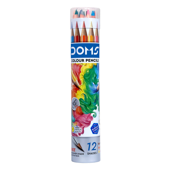 DOMS 12 Colour Pencil Round Tin Pack
