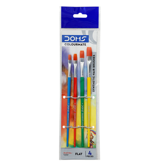 DOMS Colourmate Synthetic Paint Brush Set (Flat, Pack of 4)