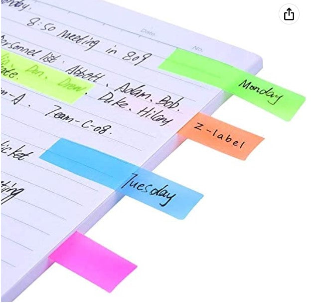 5 Colour Rectangular Sticky Notes / Mini Text Highlighter Strips (Neon ...